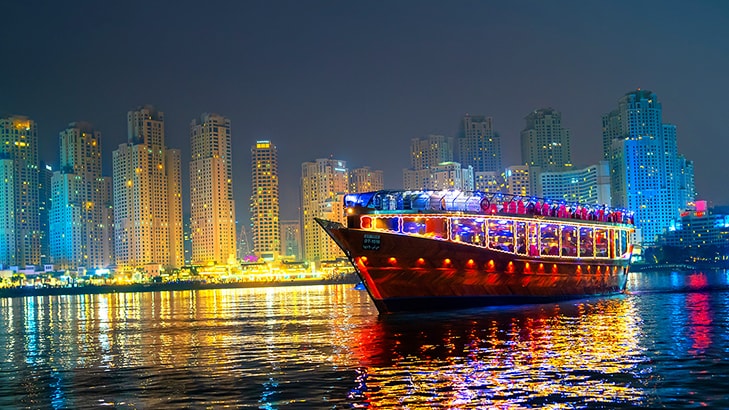 Arrival into Dubai- Dhow Cruise with Dinner